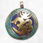Bijou tibtain pendentif om laiton couleur turquoise