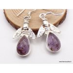 Boucles d'oreilles cacochynite super seven motif abeilles Boucles d'oreilles cacochynite super seven motif abeilles