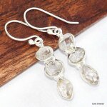 Boucles d'oreilles diamant d'herkimer 3 pierres