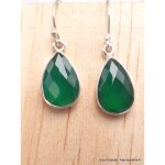 Boucles d'oreilles goutte en onyx vert facett