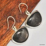 Boucles d'oreilles hypersthne demi - lune