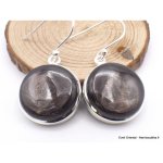 Boucles d'oreilles hypersthne rondes