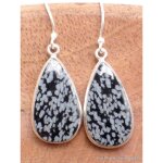 Boucles d'oreilles obsidienne floconneuse forme goutte