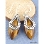 Boucles d'oreilles oeil de tigre facett