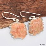 Boucles d'oreilles pendantes heulandite brute