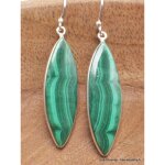 Boucles d'oreilles pendantes malachite forme marquise