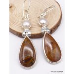 Boucles d'oreilles pendantes pietersite perle Boucles d'oreilles pendantes pietersite perle