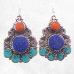 Boucles d'oreilles pendantes tibtaines 3 couleurs