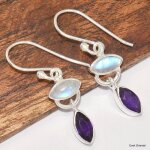 Boucles d'oreilles pierre de lune et amthyste