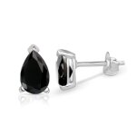 Boucles d'oreilles puces forme goutte en spinelle noire