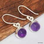 Boucles d'oreilles rondes en améthyste véritable Boucles d'oreilles rondes en améthyste véritable