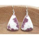 Boucles d'oreilles tourmaline rose sur quartz forme goutte