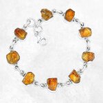 Bracelet argent citrine brute serti clos - n