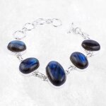 Bracelet argent labradorite bleue cabochon Bracelet argent labradorite bleue cabochon