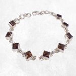 Bracelet argent quartz fum pierres losange