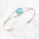 Bracelet jonc en authentique larimar