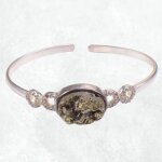Bracelet jonc en pyrite dore et zirconium