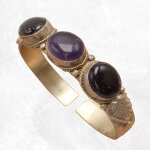 Bracelet tibtain en amthyste et onyx noir