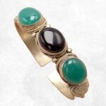 Bracelet tibtain onyx noir et 2 onyx verts