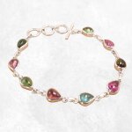 Bracelet tourmaline rose et verte forme poire