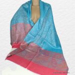 Chle bambou turquoise motifs cachemire