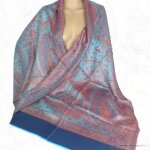 Chle cologique soie de bambou turquoise rouge