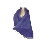 Chle ethnique laine de yak gris bleu nuit