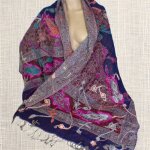 Chle pour femme laine bleu bordeau