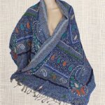 Chle pour femme laine bleu nuit