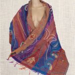 Chle pour femme laine ocre violet