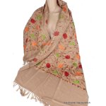 Chle laine ethnique beige dor brod