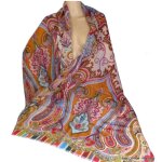 Chle laine fine et soie motif cachemire