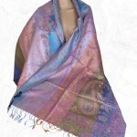 Châle mauve multicolore authentique soie Châle mauve multicolore authentique soie