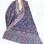 Chle motifs cachemire bleu nuit