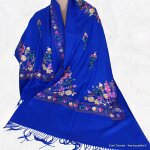 Chle npalais bleu roi brod fleurs