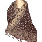 Chle npalais marron caf motifs cachemire 100 x 200 cm