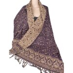 Chle npalais prune motifs cachemire 100 x 200 cm