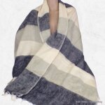 Chle nepalais rayures marron beige