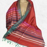 Chle rouge vert en soie naturelle