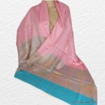 Chle en soie de bambou turquoise rose