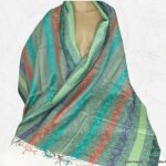 Chle en soie vert multicolore