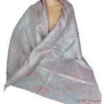 Chle turquoise bordeau motifs cachemire