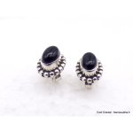 Clous d'oreilles onyx noir oval