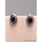 Clous d'oreilles onyx noir oval - aj Clous d'oreilles onyx noir oval - aj