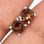 Clous d'oreilles rondes quartz fumé facetté Clous d'oreilles rondes quartz fumé facetté