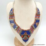 Collier tibetain femme couleur lapis corail