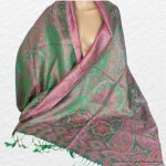 Etole pour femme en soie vert rose