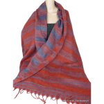 Grand chle laine de yak rouille bleu 100 x 200 cm