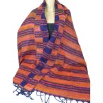 Grand chle laine de yak violet orange rose 100 x 200 cm