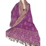 Grand chle npalais violine motifs cachemire 100 x 200 cm